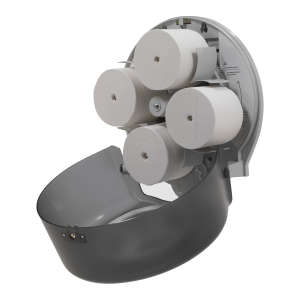 Georgia Pacific, Compact 4-roll Rotary High-capacity, Coreless Bath Tissue Dispenser, Smoke