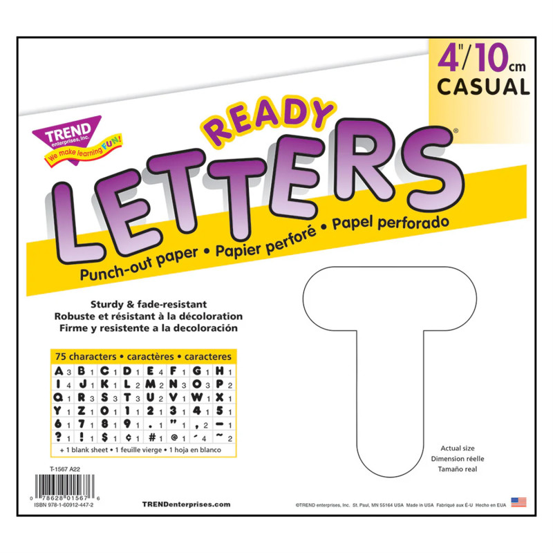 White 4" Casual Uppercase Ready Letters®