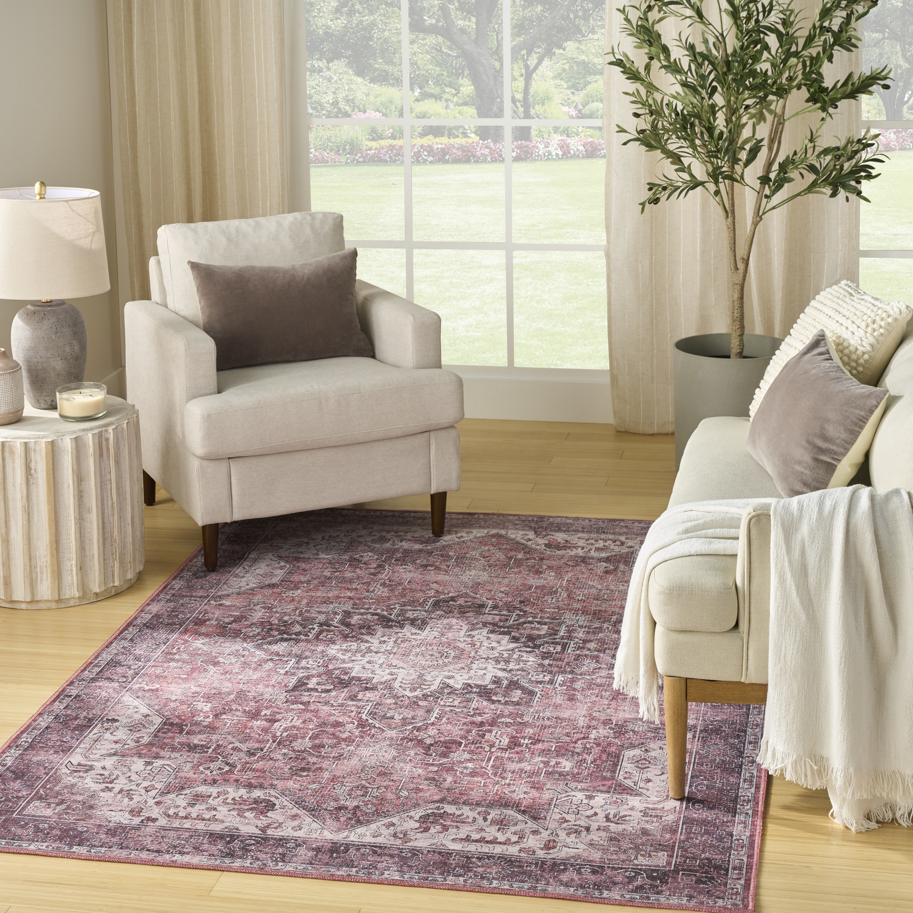 Nourison Nourison Washables 5'2" x 7' Red Vintage Indoor Rug