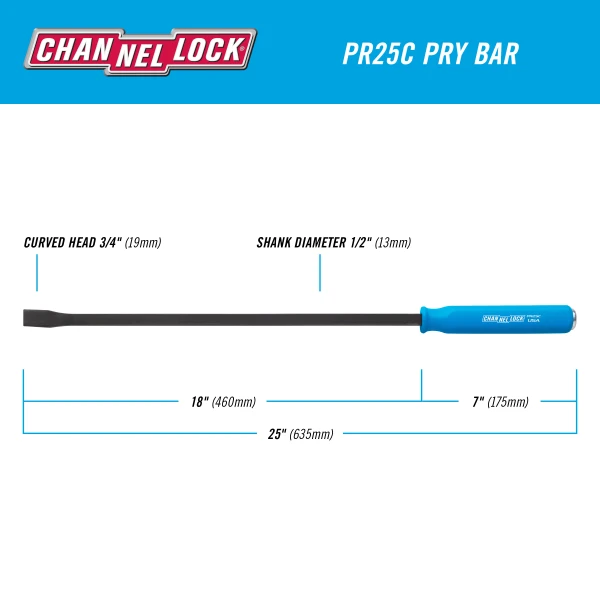 PR25C 1/2 x 18-inch Professional Pry Bar, 25-inch Overall Length