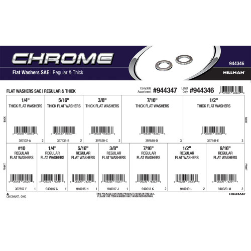 Chrome SAE Regular & Thick Flat Washers Assortment