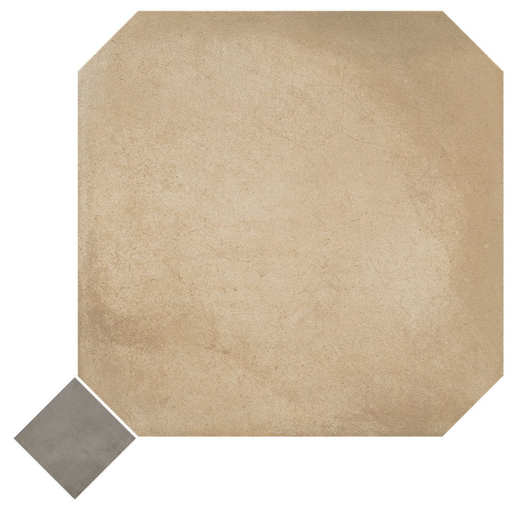 Laverton Octagon Beige with Taco Grafito 7-7/8 in. x 7-7/8 in. Porcelain Floor and Wall Tile