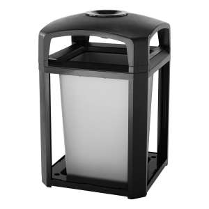 Rubbermaid Commercial, 35gal, Resin, Black, Square, Smoking Receptacle