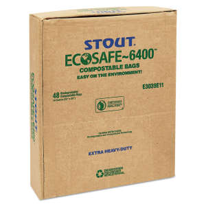 Envision, EcoSafe-6400 LLDPE Compostable Liner, 30 gal Capacity, 30 in Wide, 39 in High, 11 Mils Thick, Green