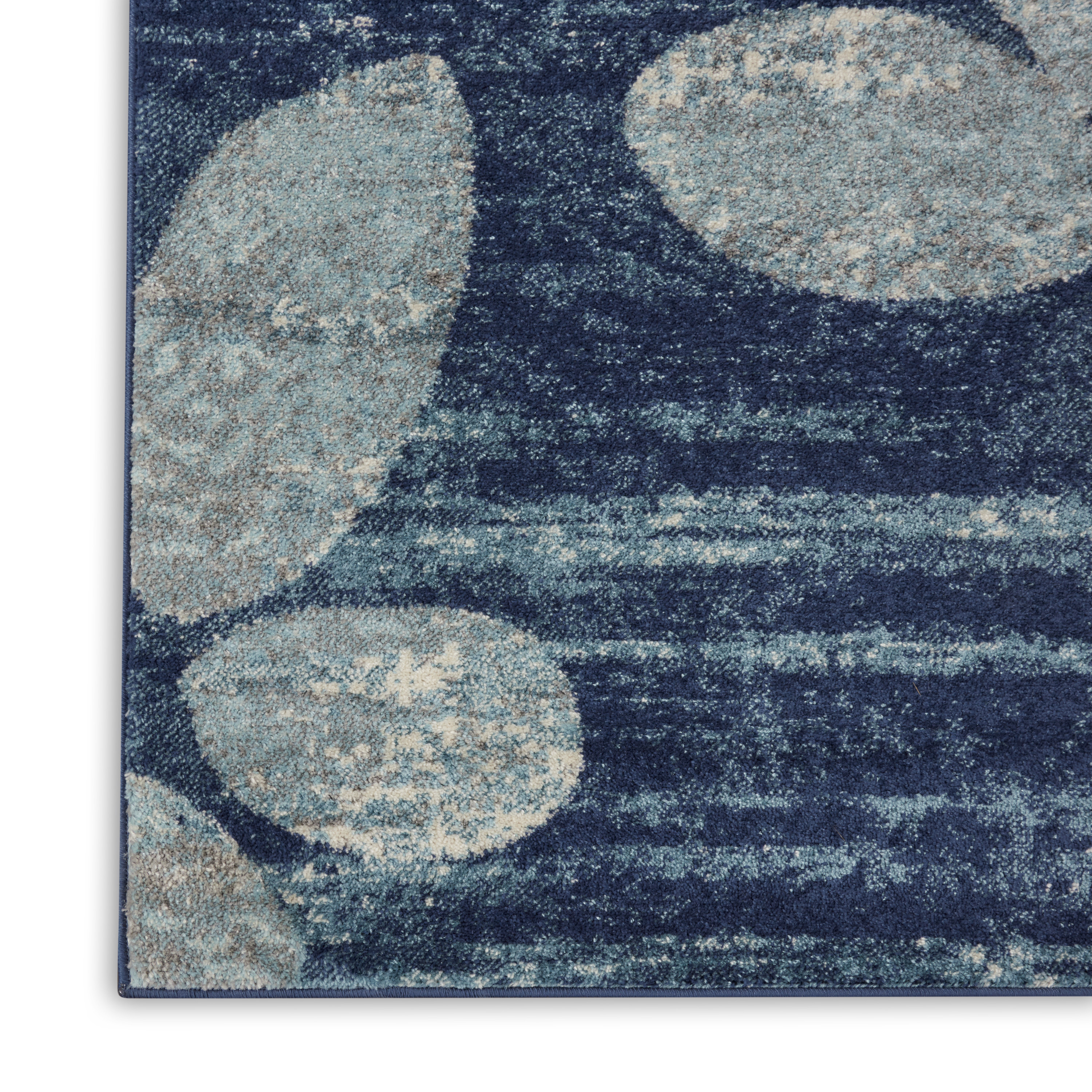 Nourison Tranquil 2'3" x 7'3" Navy/Light Blue Farmhouse Indoor Rug