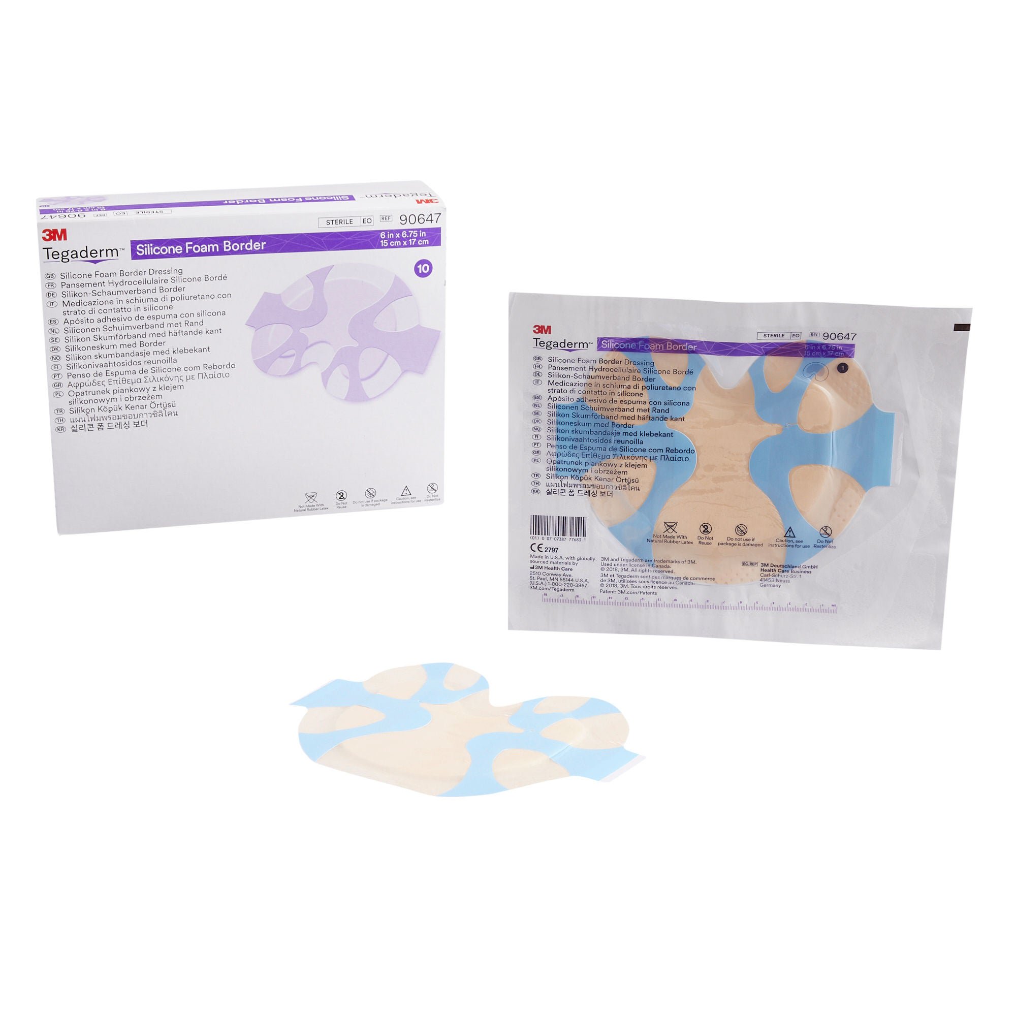 3M™ Tegaderm™ Silicone Foam Dressing, 6 x 6-3/4 Inch Sacral
