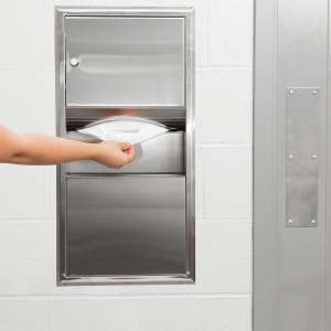 Bobrick, ClassicSeries, Folded Towel Dispenser and Waste Receptacle, Stainless Steel