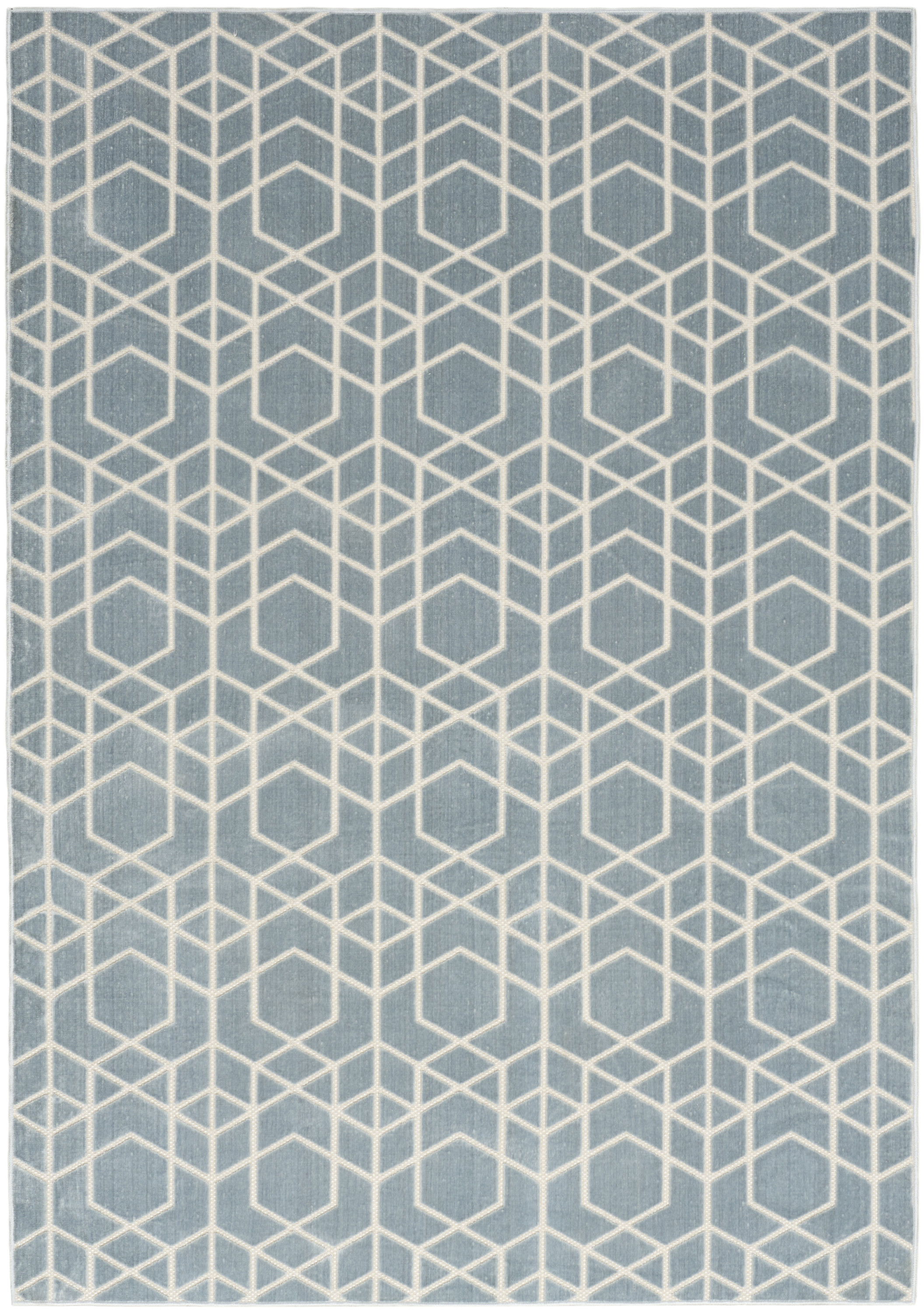 Nourison Washable Charm 5' x 7' Blue Ivory Modern Indoor Rug