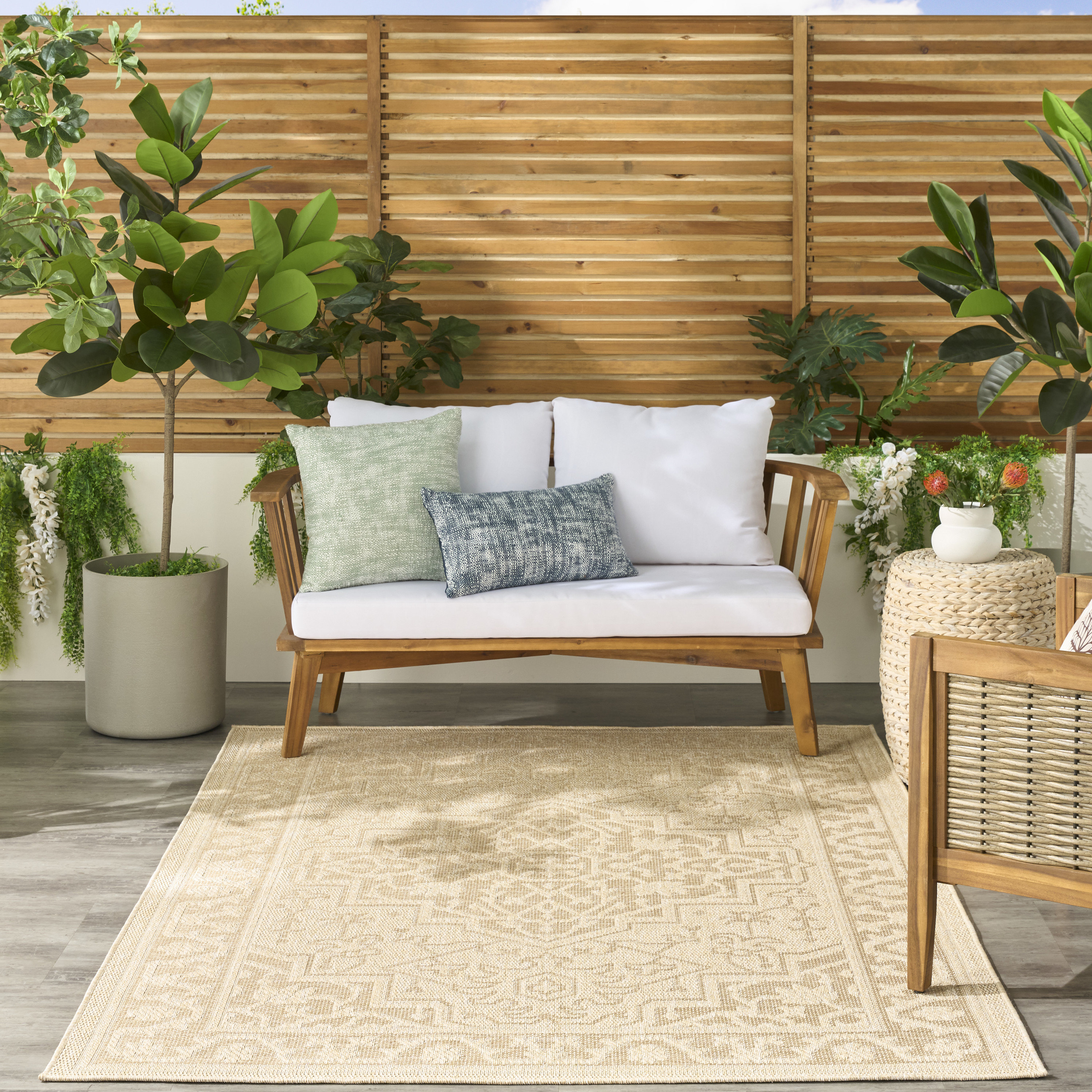 Nourison Tulum 6' x 9' Cream Outdoor Rug