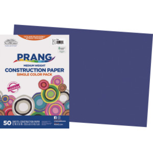 Construction Paper, Medium Weight, Blue, 12" x 18", 50 Sheets
