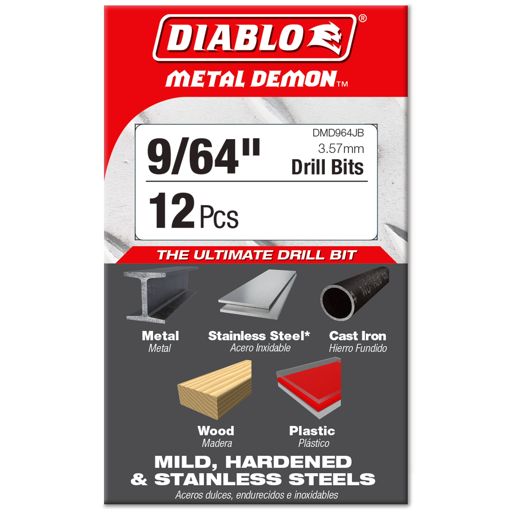 Diablo 9/64 in. Metal Demon Drill Bit for Mild, Hardened and Stainless Steels in its retail packaging, ready for the job box or tool bag
