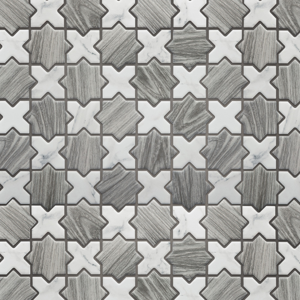 Llama 2″ Star Silver Smoke w/Cal Cross 11-7/8 in. x 11-7/8 in. Porcelain Mosaic Tile