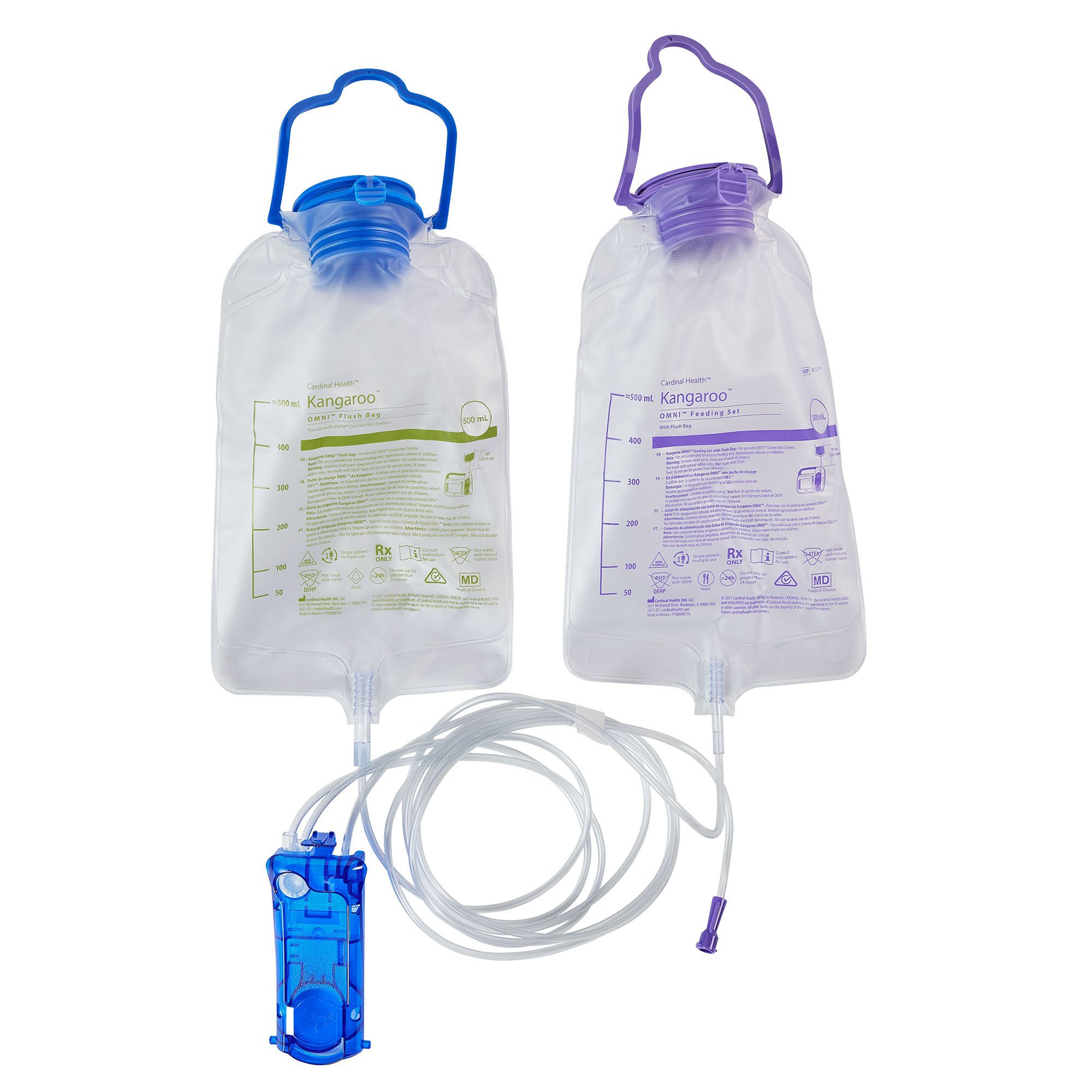 Cardinal PUMP SET, KANGAROO OMNIFEED W/FLUSH BAG 500ML (30/CS)
