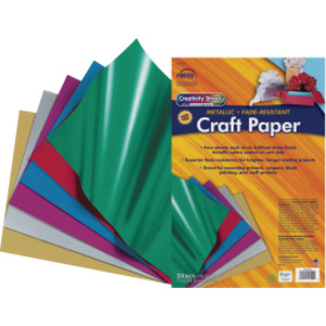 Craft Paper, Metallic, 6 Assorted Colors, 12" x 18", 24 Sheets