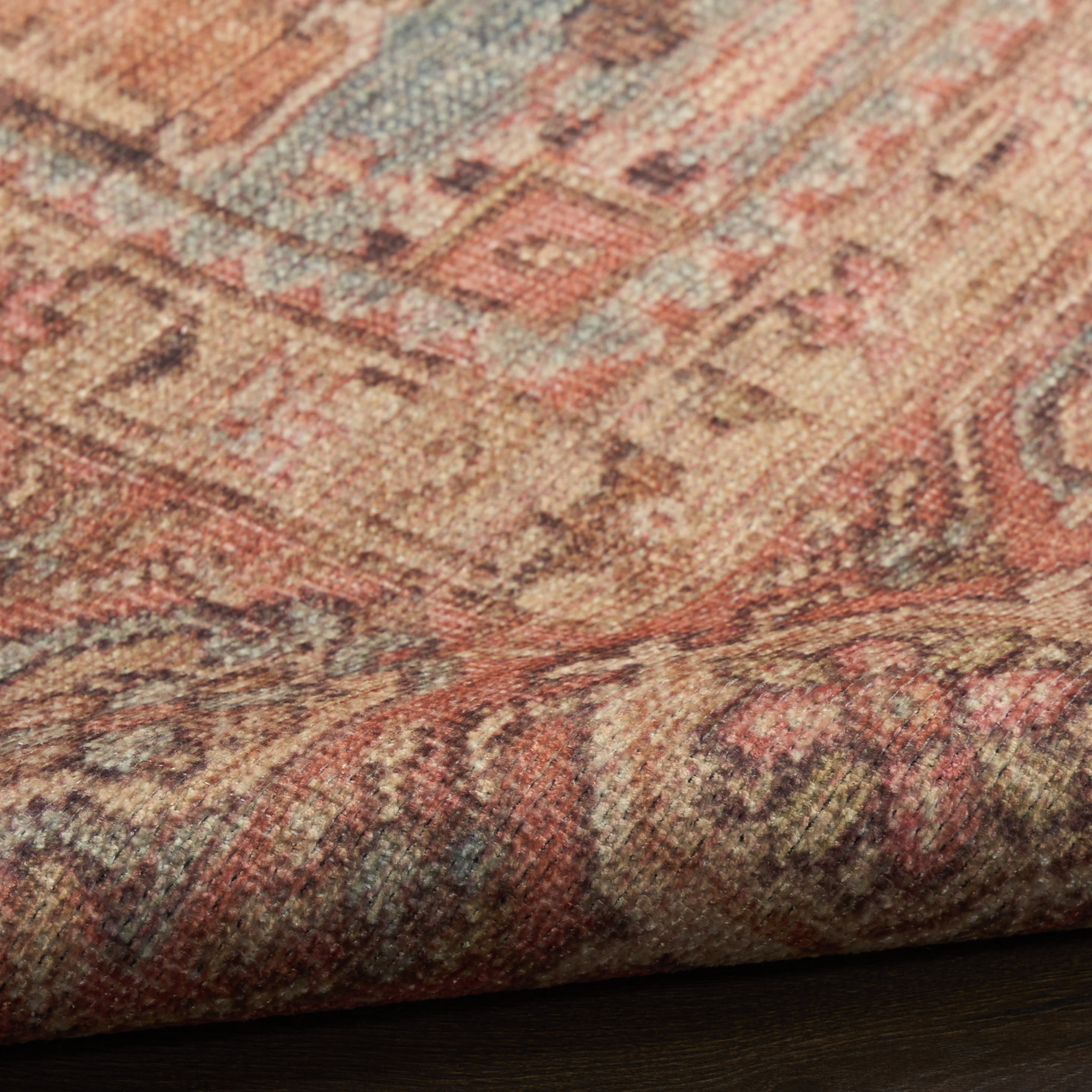 Nourison Vintage Washables 5'3" x 7'3" Coral Multicolor Vintage Indoor Rug