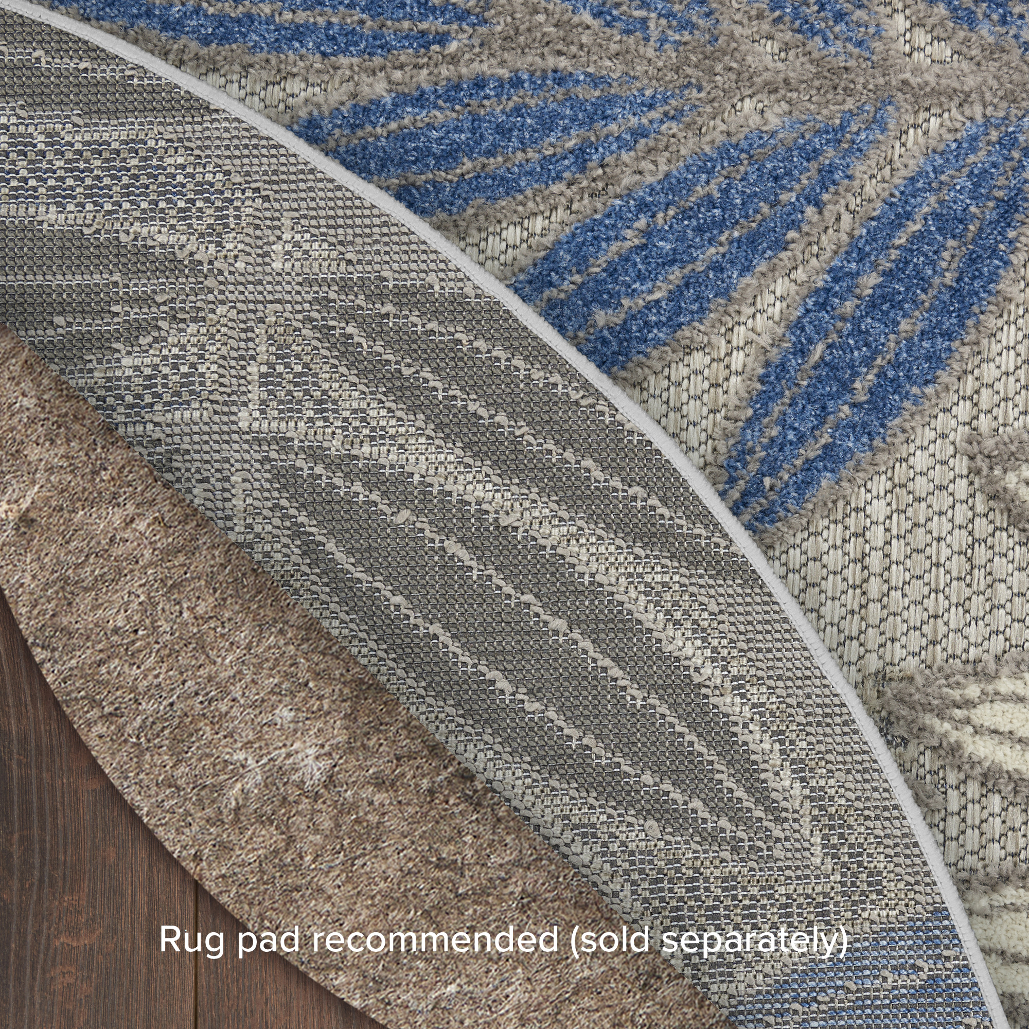 Nourison Aloha 4' x Round Grey Blue Tropical Rug