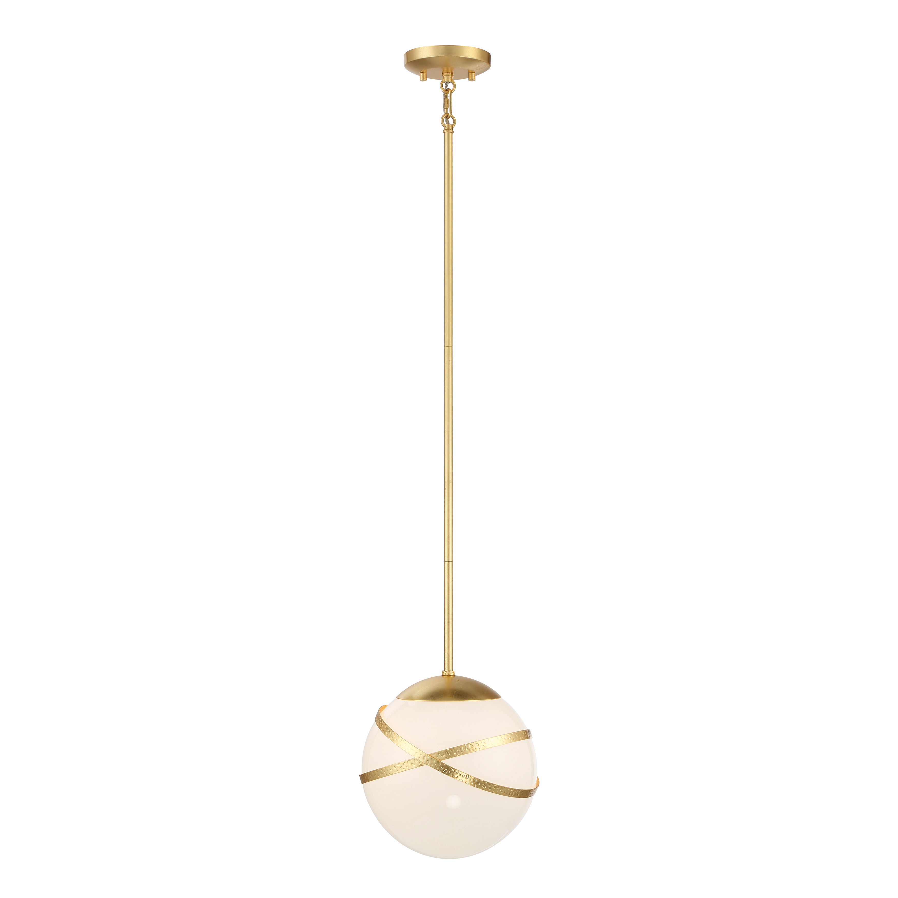 Robin Baron's Batignolles pendant brings Parisian elegance to compact spaces with its Spring Gold Leaf finish and soft opal glass diffuser. Perfect for kitchen islands, powder rooms, or as multiples in a series. - alternate view