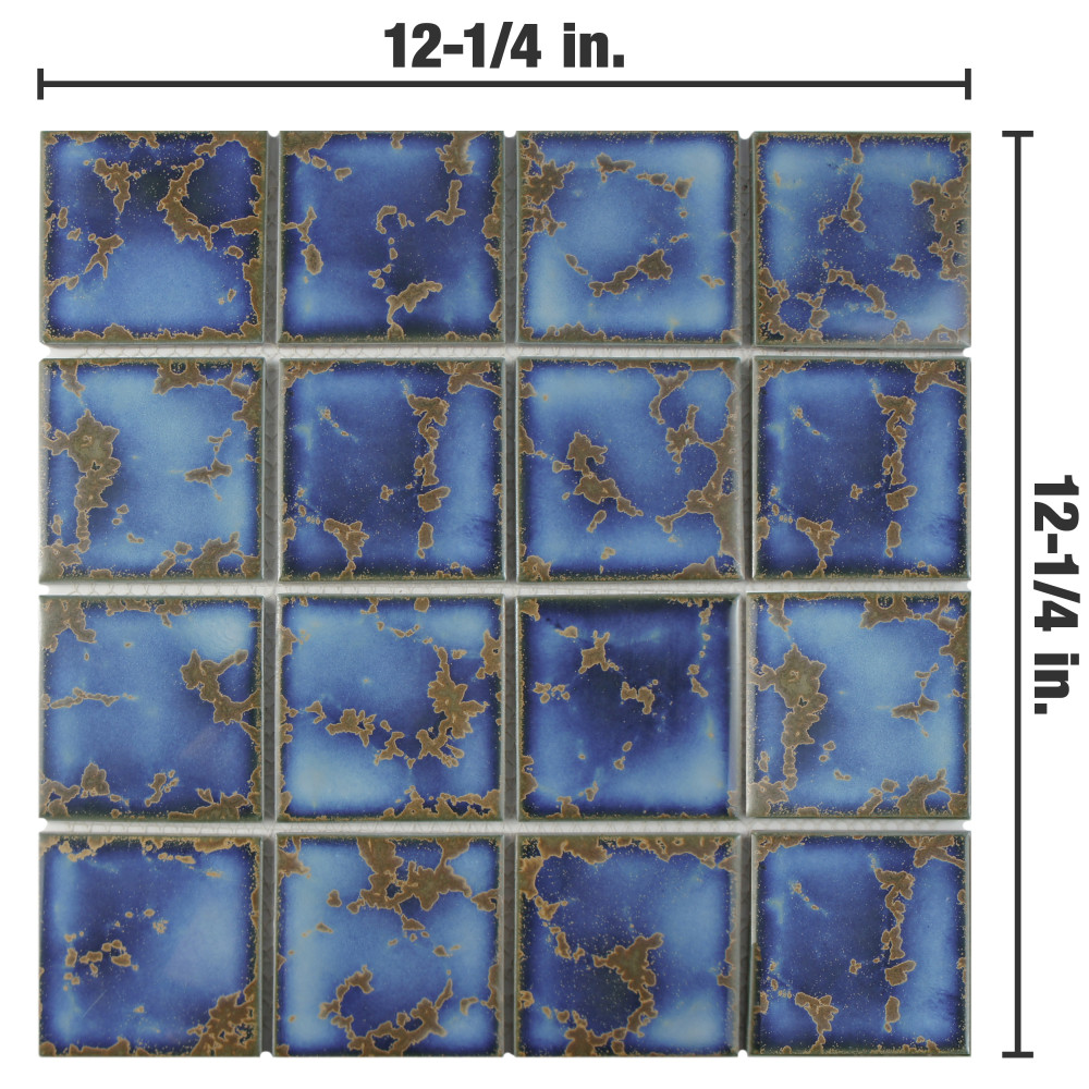 Channel Terra Azure Mega Square 12-1/4 in. x 12-1/4 in. Porcelain Mosaic Tile