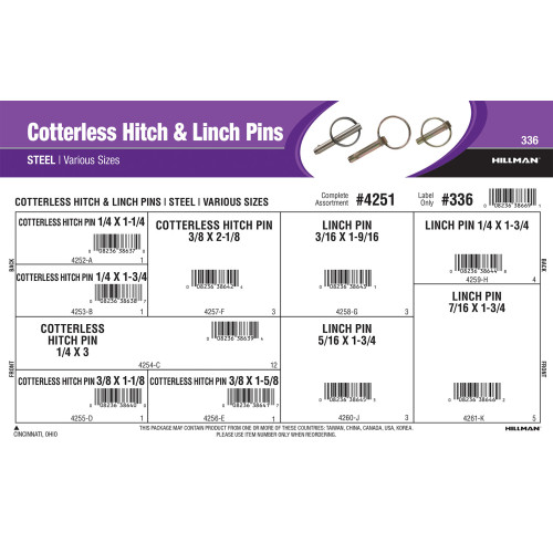 Cotterless Steel Hitch & Linchpins Assortment (Various Sizes)