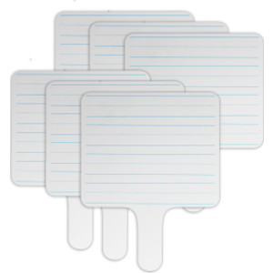 Two-Sided Rectangular Dry Erase Writing Paddle, Lined/Blank, 7.75" x 10", Pack of 6