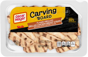 Carving Board Flame Grilled Chicken Strips 6 oz Tray