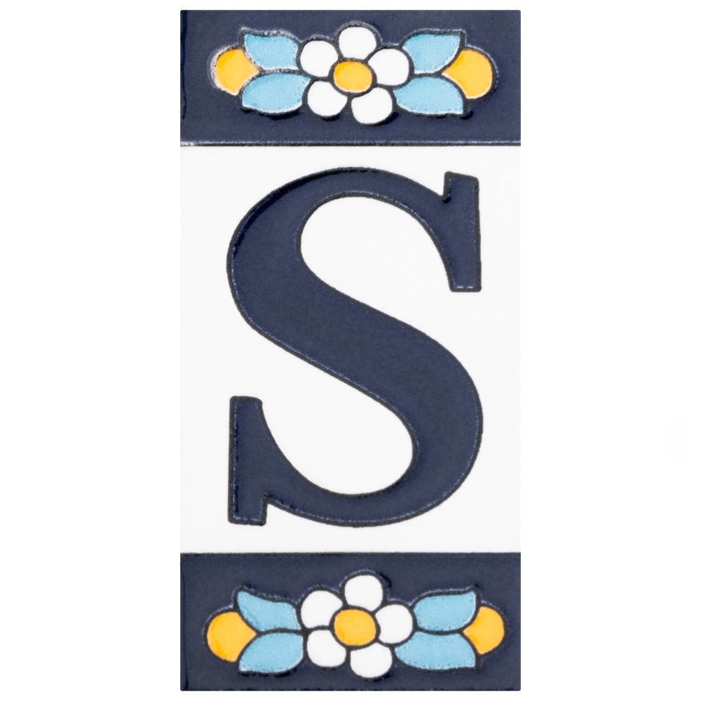Sevillano Flora Address Letters S 2-1/8 in. x 4-3/8 in. Ceramic Wall Trim