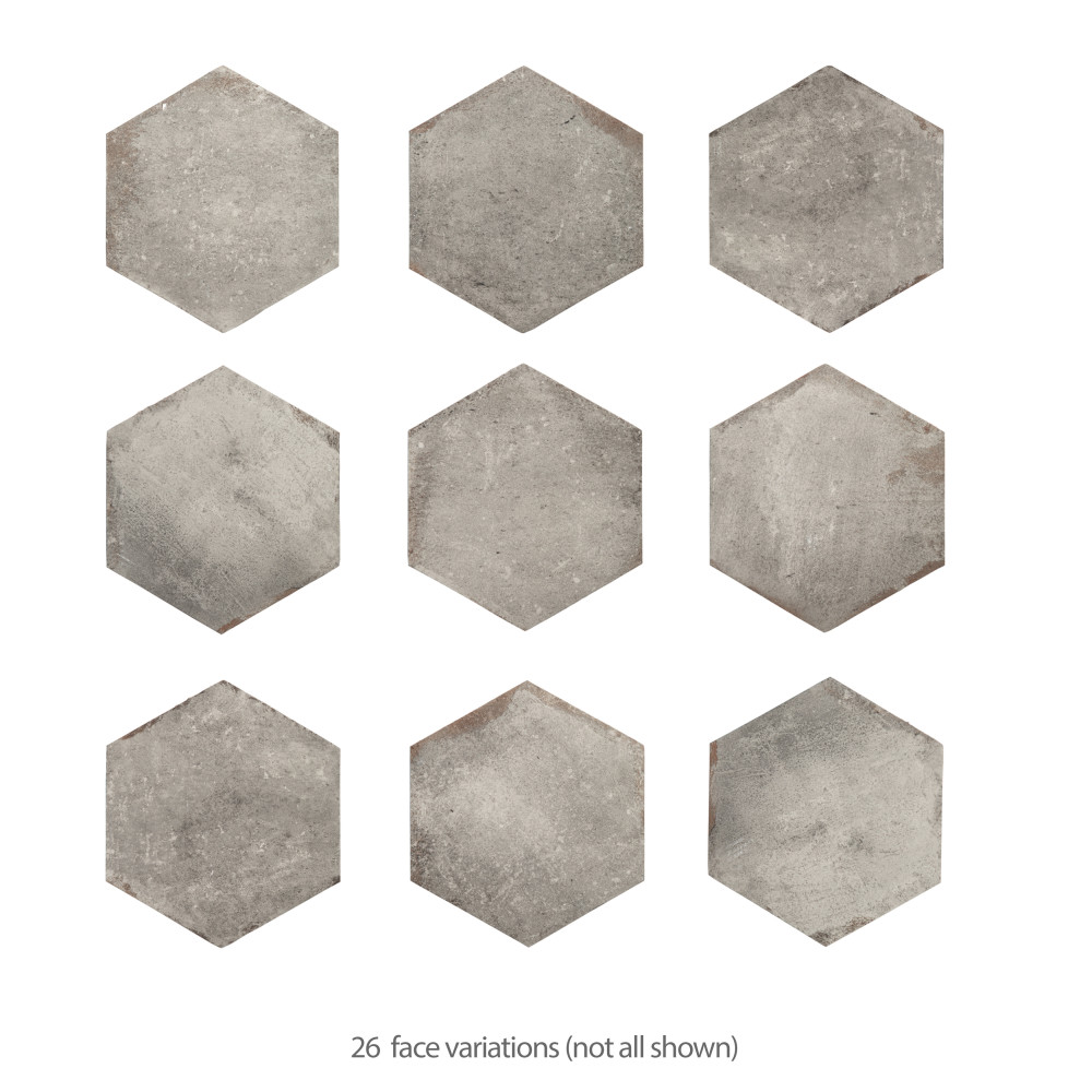 D’Anticatto Hex Grigio 11 in. x 12-3/4 in. Porcelain Floor and Wall Tile