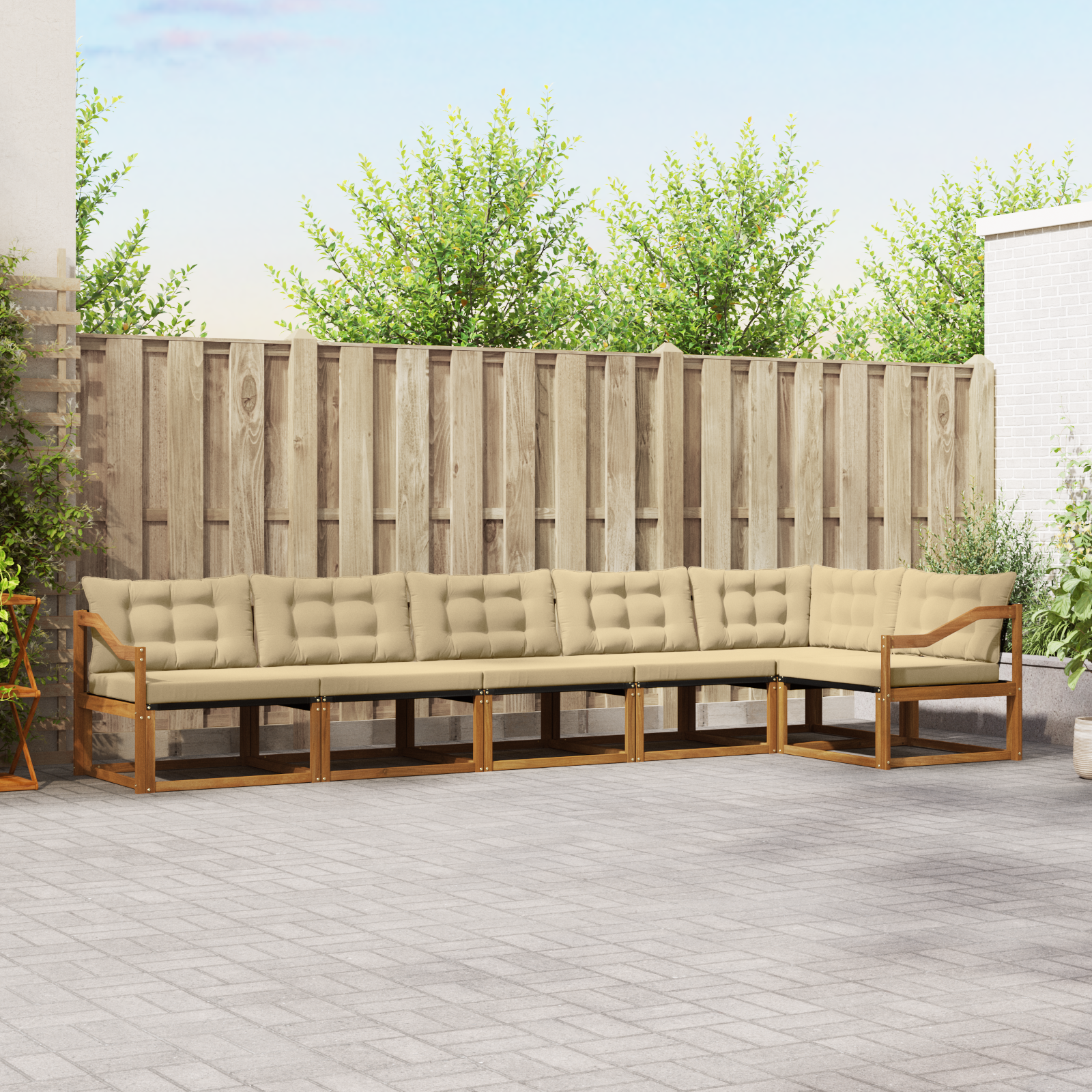 vidaXL Outdoor-Sofagarnitur mit Kissen 6 pcs Natur und Beige – Bild 2