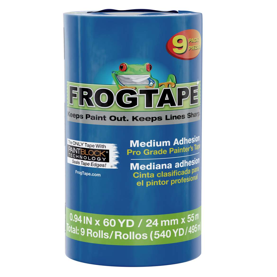 FrogTape® Pro Grade Painter's Tape - Blue, 9 pk, 0.94 in. x 60 yd.
