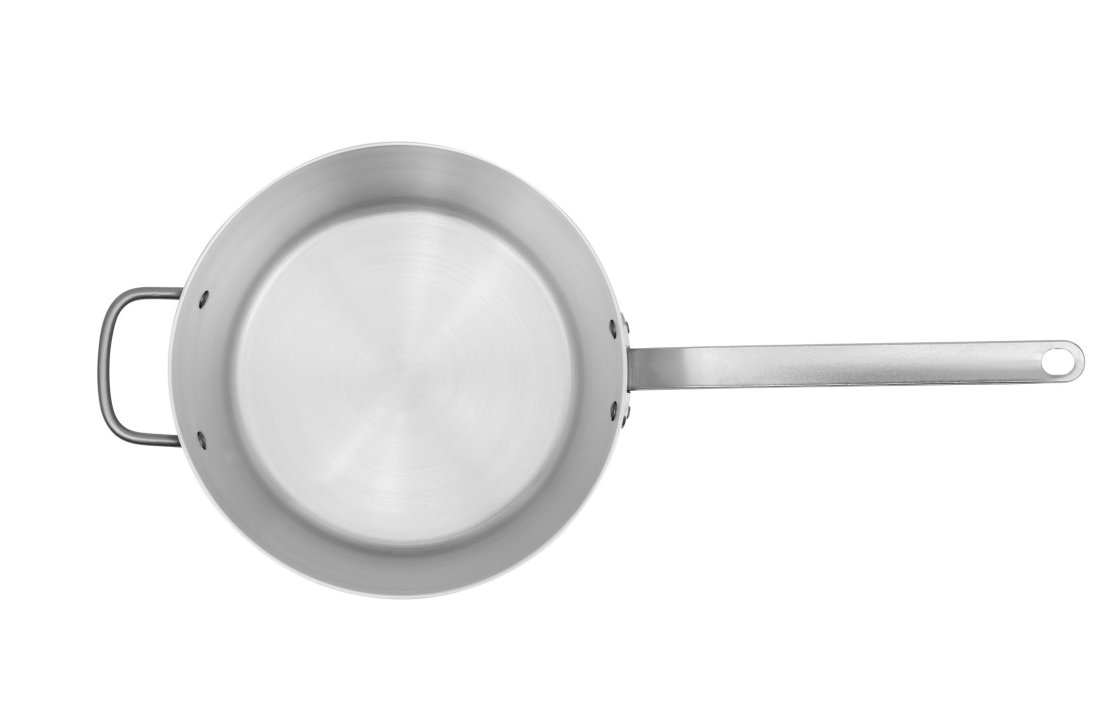 7-quart Wear-Ever® tapered aluminum saucepan with natural finish and plated handle