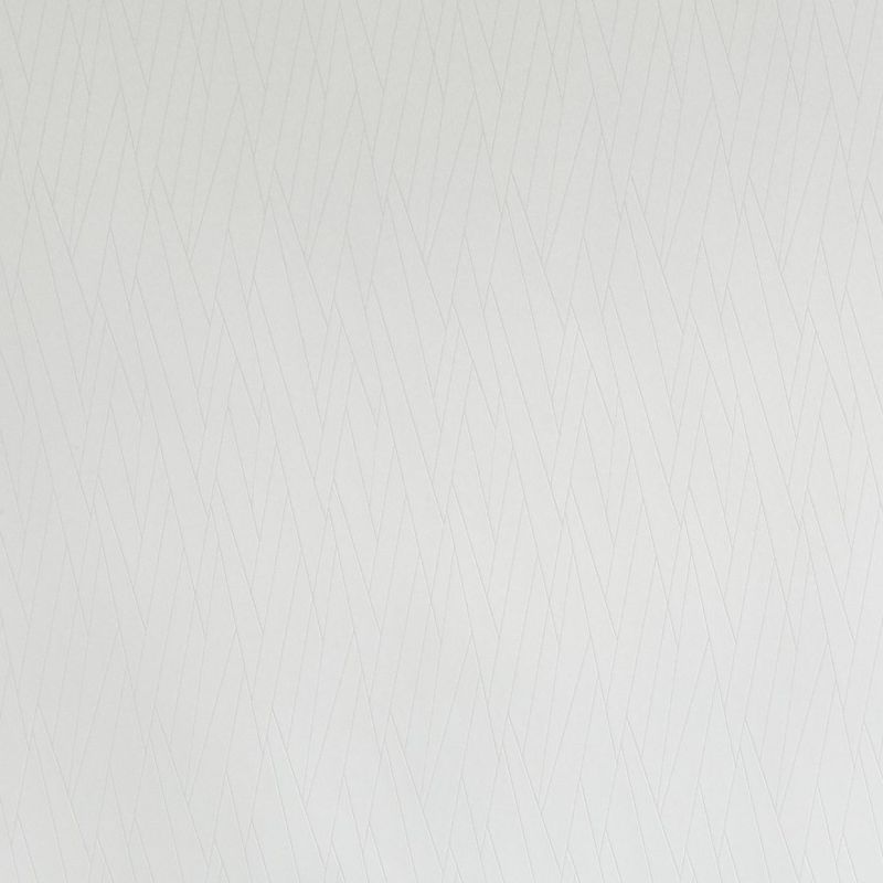 White textured wallpaper with subtle overlapping chevron lines covering a flat wall, providing a soft, matte surface; evenly lit, neutral interior setting with diffuse daylight and no visible furnishings.