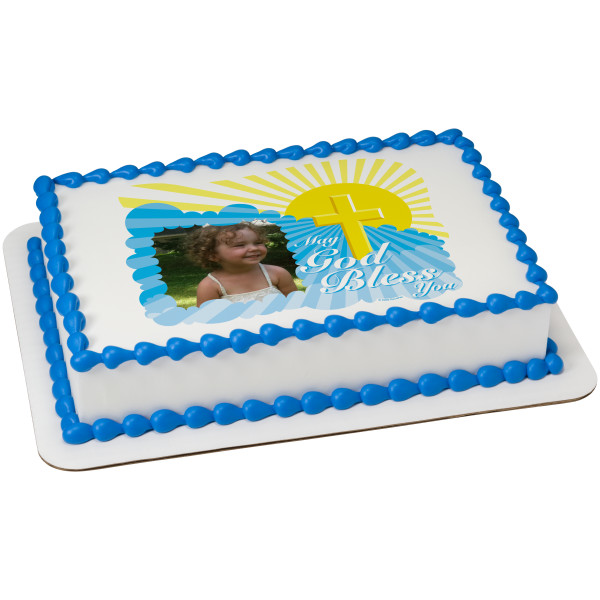 God Bless Cross PhotoCake® Edible Image® Frame
