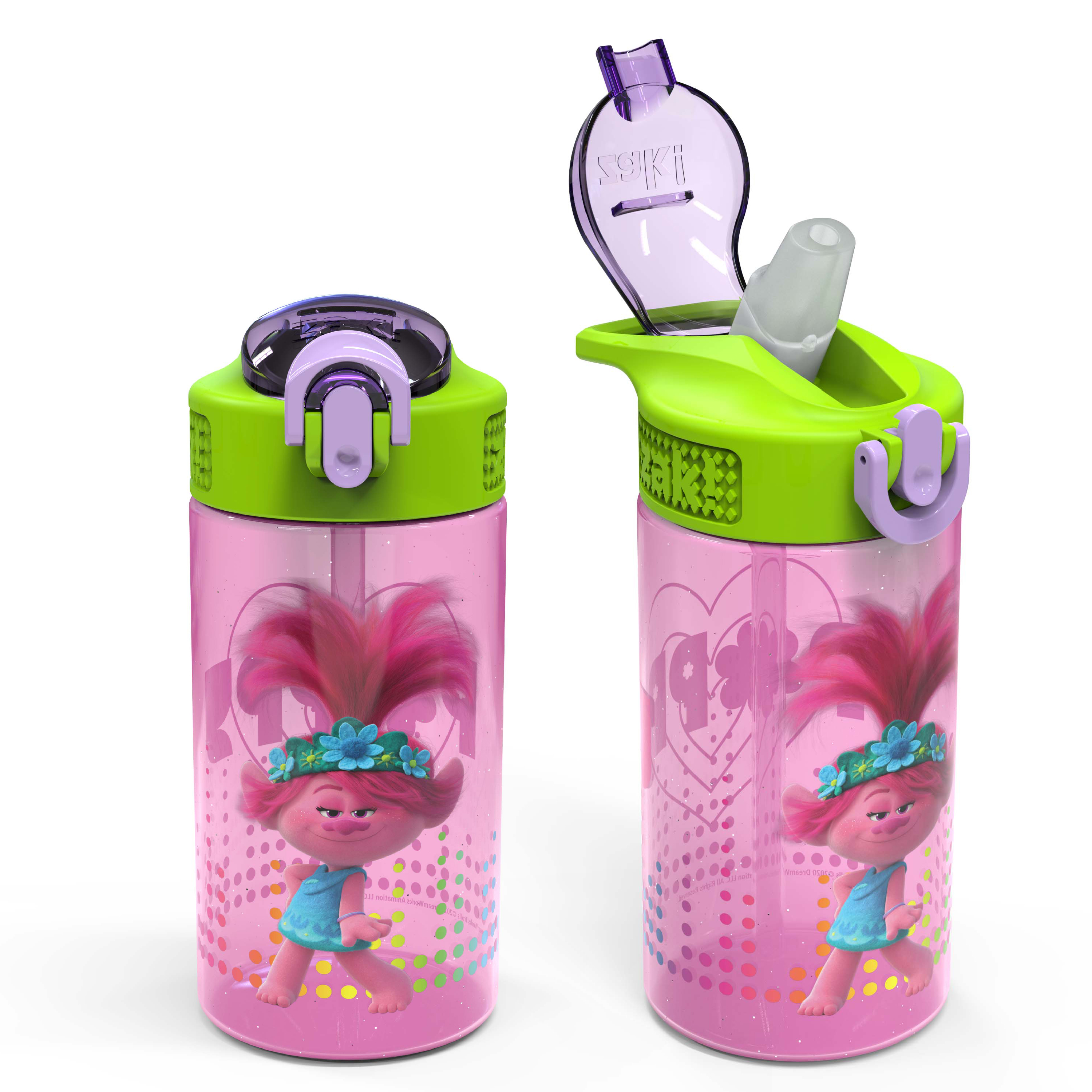 Trolls 2 Movie 16 ounce Reusable Plastic Water Bottle with Straw, Poppy, 2-piece set slideshow image 1 Trolls 2 Movie 16 ounce Reusable Plastic Water Bottle with Straw, Poppy, 2-piece set slideshow image 1