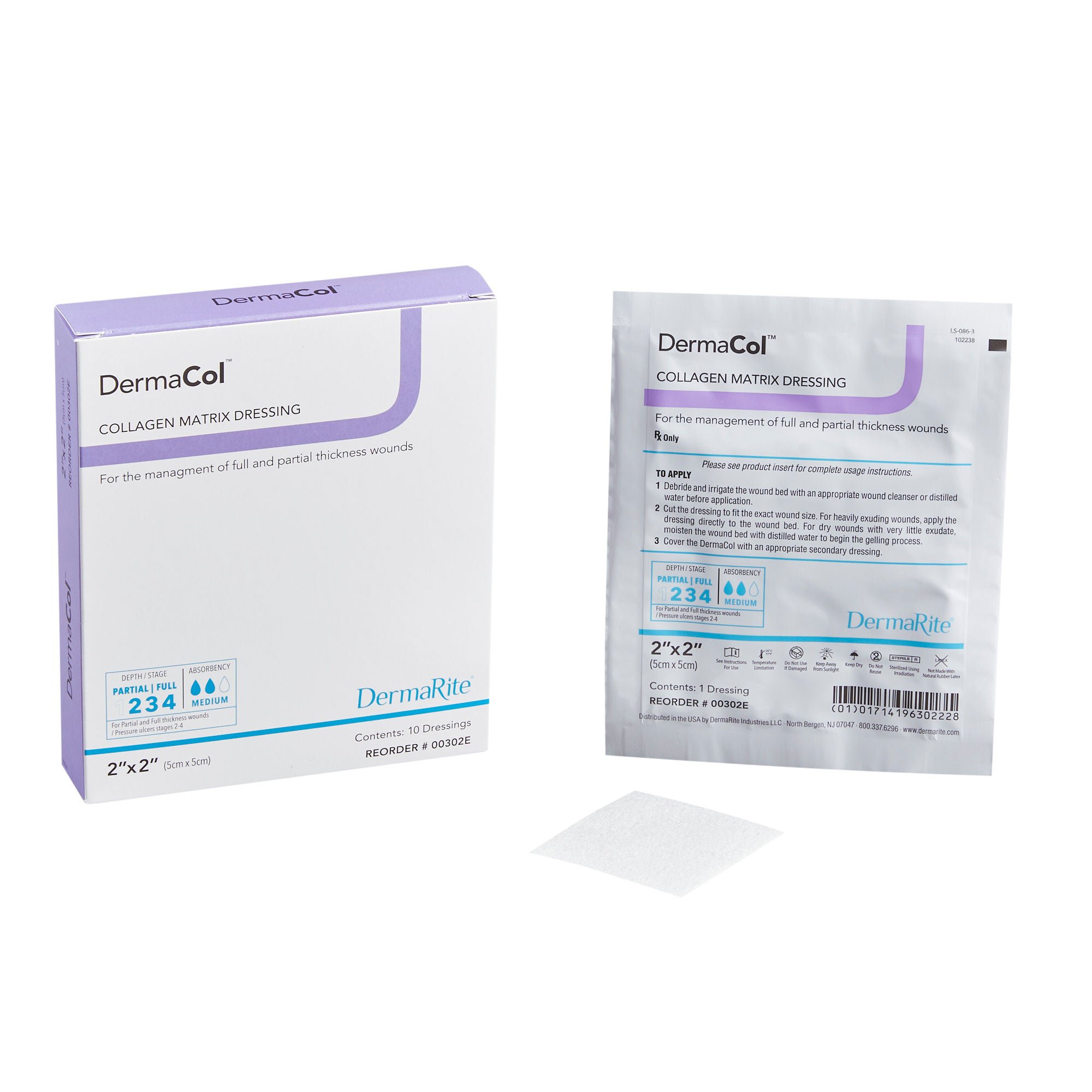 DermaCol™ Collagen Dressing, 2 x 2 inch