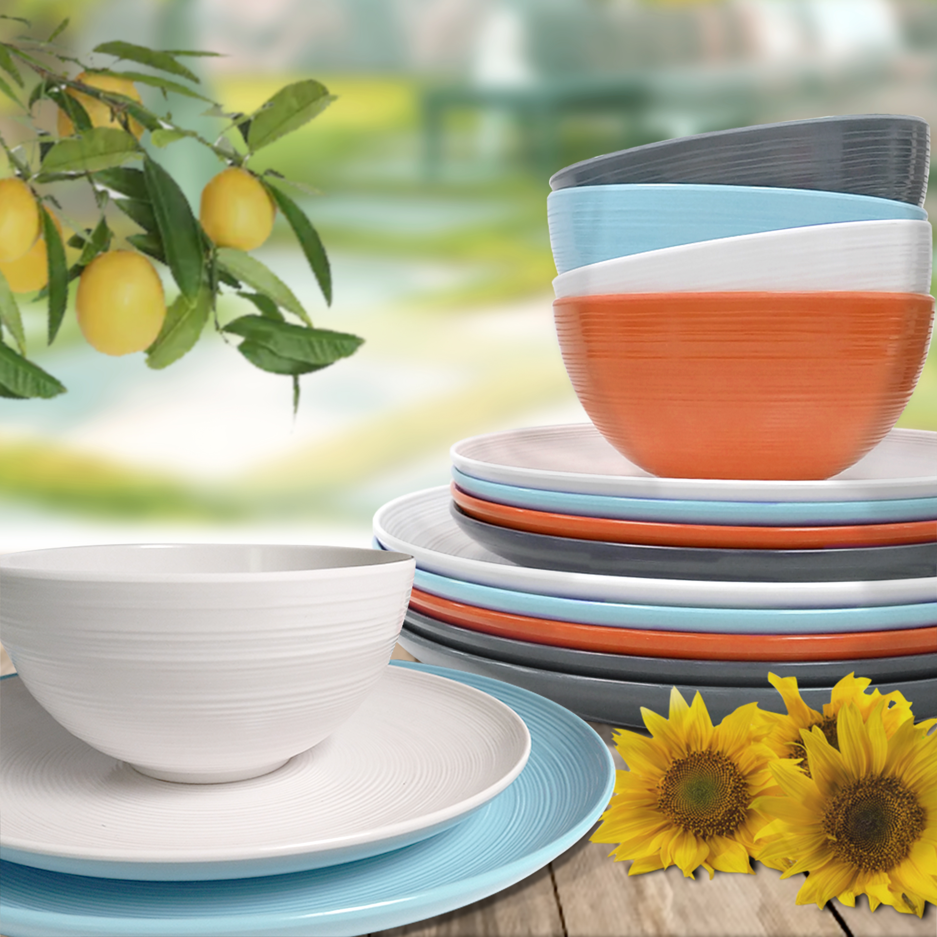 American Conventional Plate & Bowl Sets, Orange, 12-piece set slideshow image 6