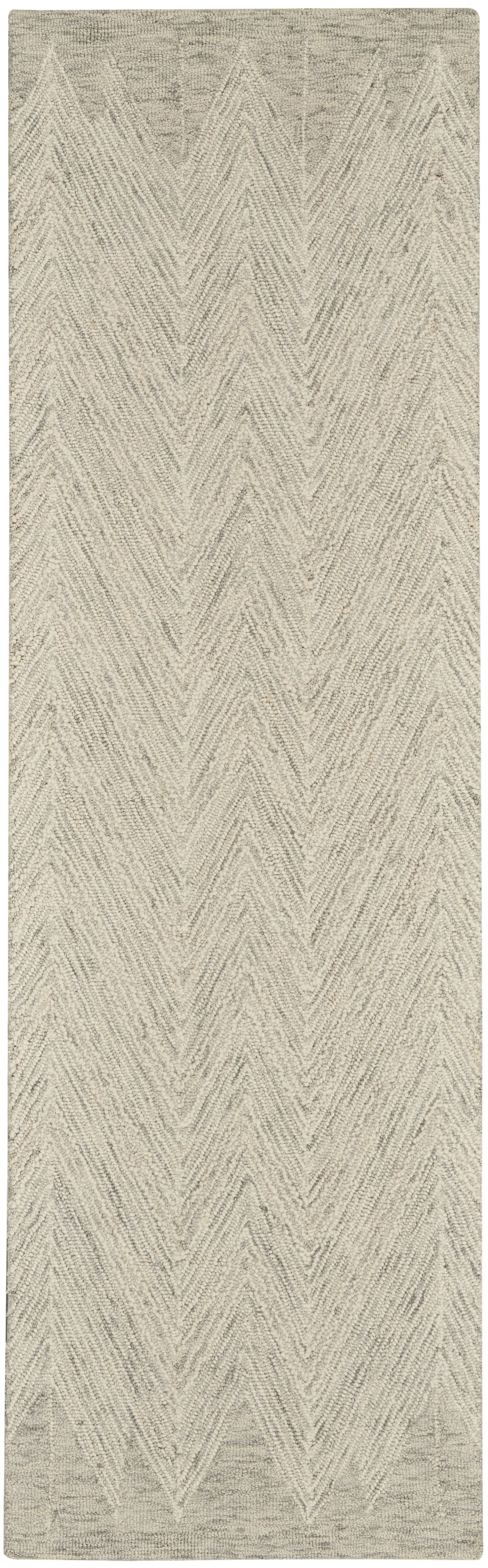 Nourison Interlock 2'3" x 7'6" Ivory/Grey Modern Indoor Rug