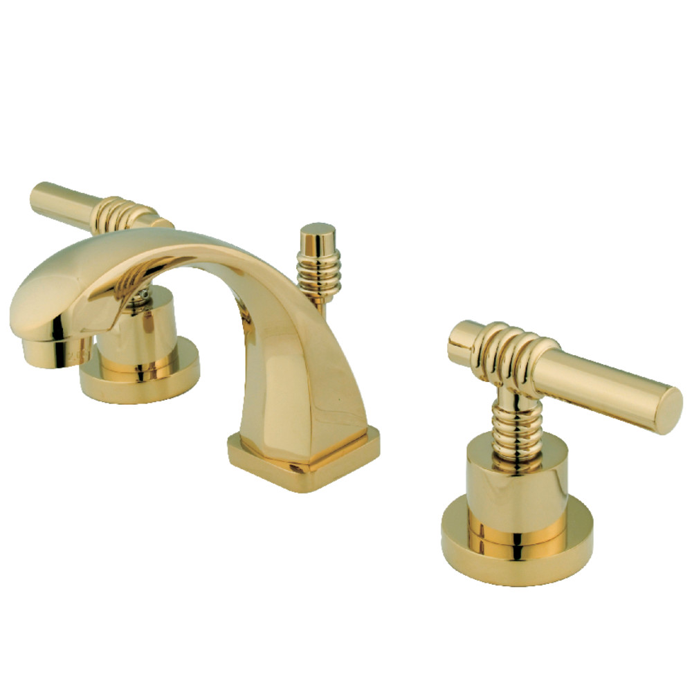 Two-Handle 3-Hole Deck Mount Widespread Bathroom Faucet with Brass Pop-Up, Polished Brass