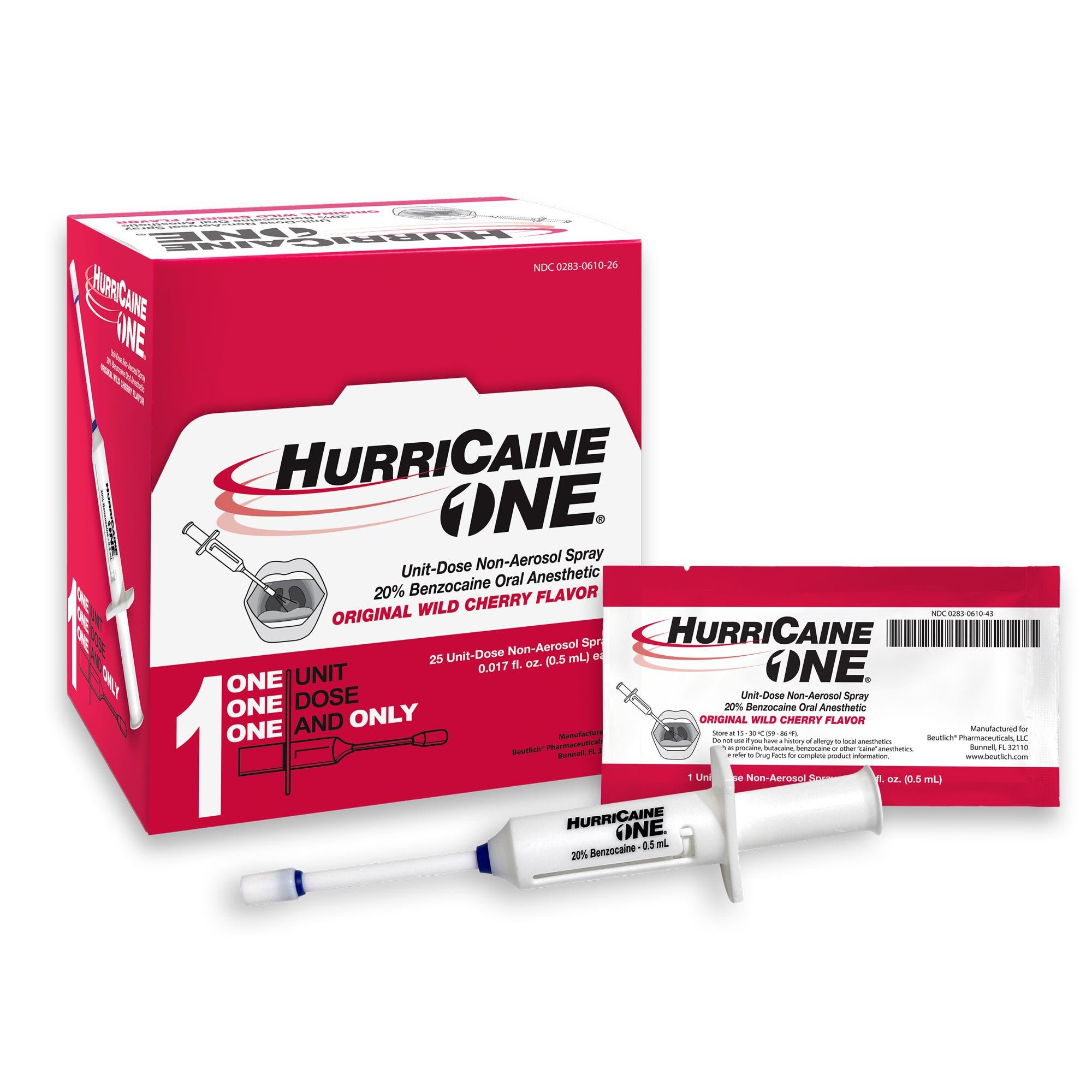 HurriCaine® Benzocaine Oral Pain Relief, Wild Cherry Flavor, 5 mL unit dose