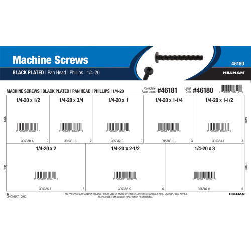 Phillips Pan-Head Black Machine Screws Assortment (1/4
