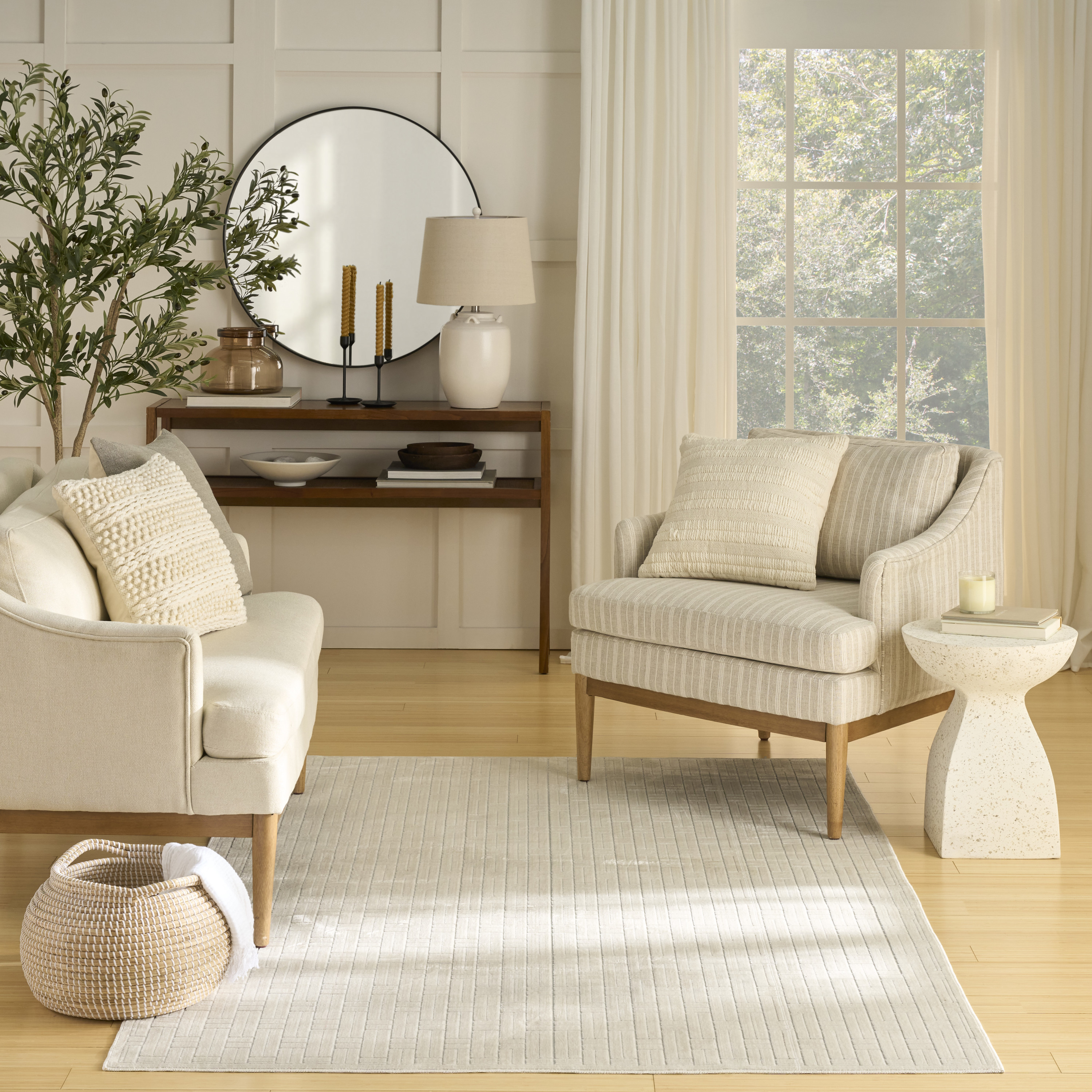 Nourison Washable Charm 6' x 9' Ivory Modern Indoor Rug