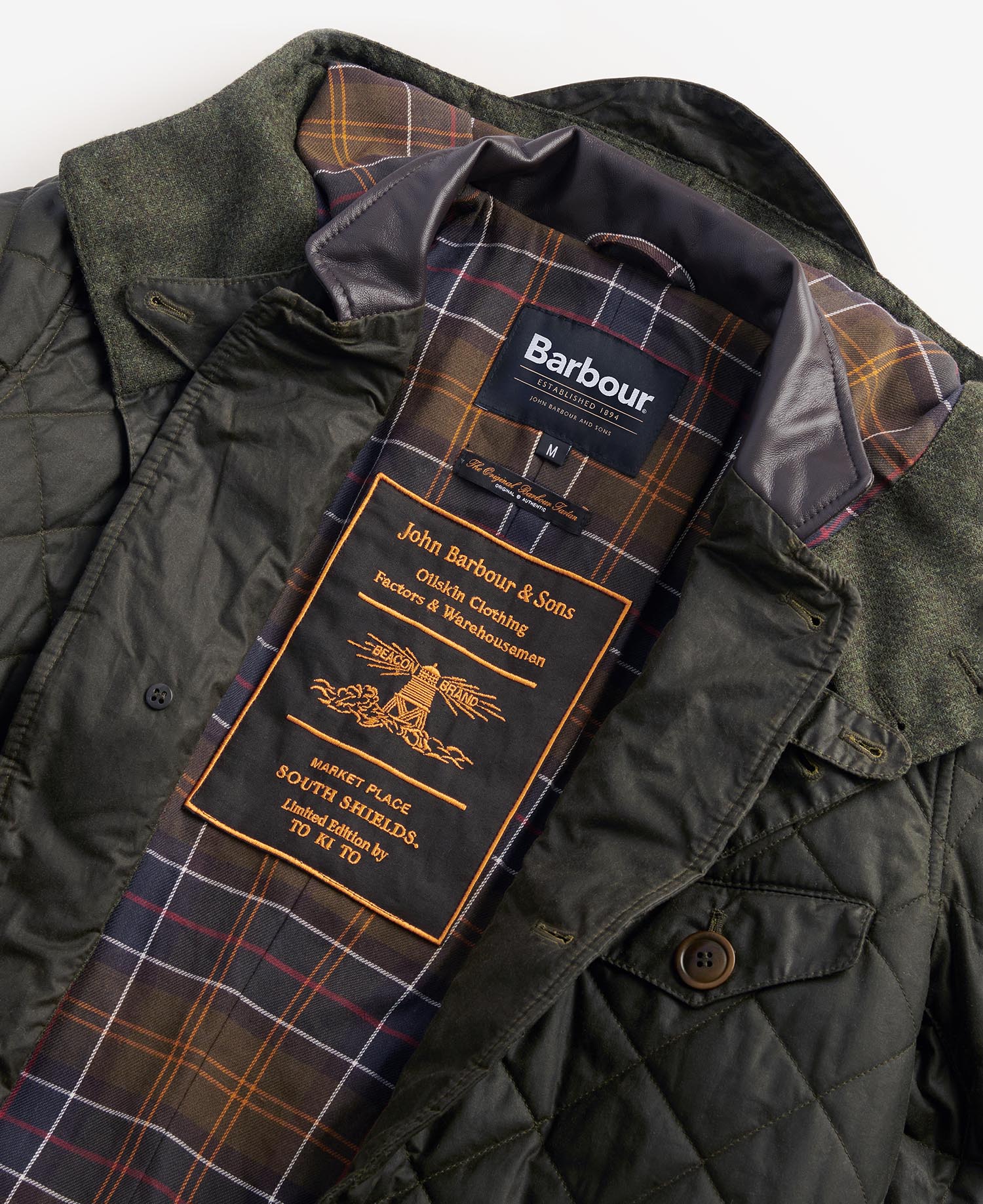 Barbour x TO KI TO Driving Quilted Waxed Jacket image number 8