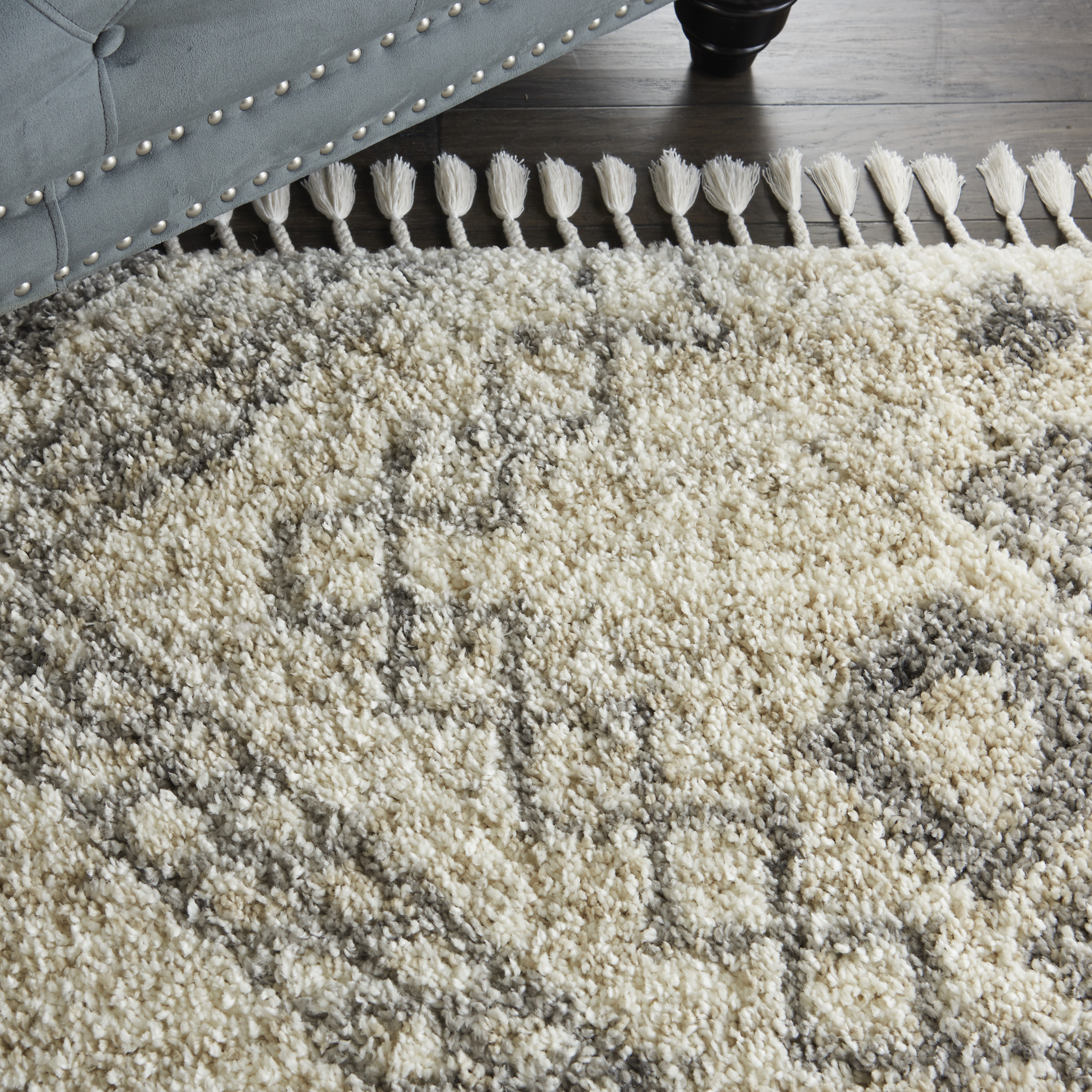 Nourison Oslo Shag 4' x 6' Ivory/Grey Shag Indoor Rug