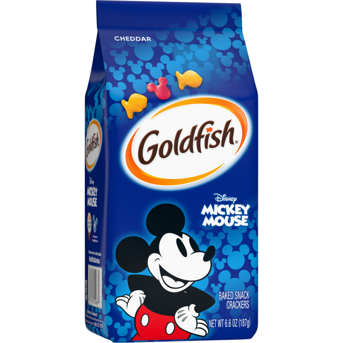 Goldfish® Disney Mickey Mouse Cheddar Crackers, 6.6 oz, bag - Left Angle Image