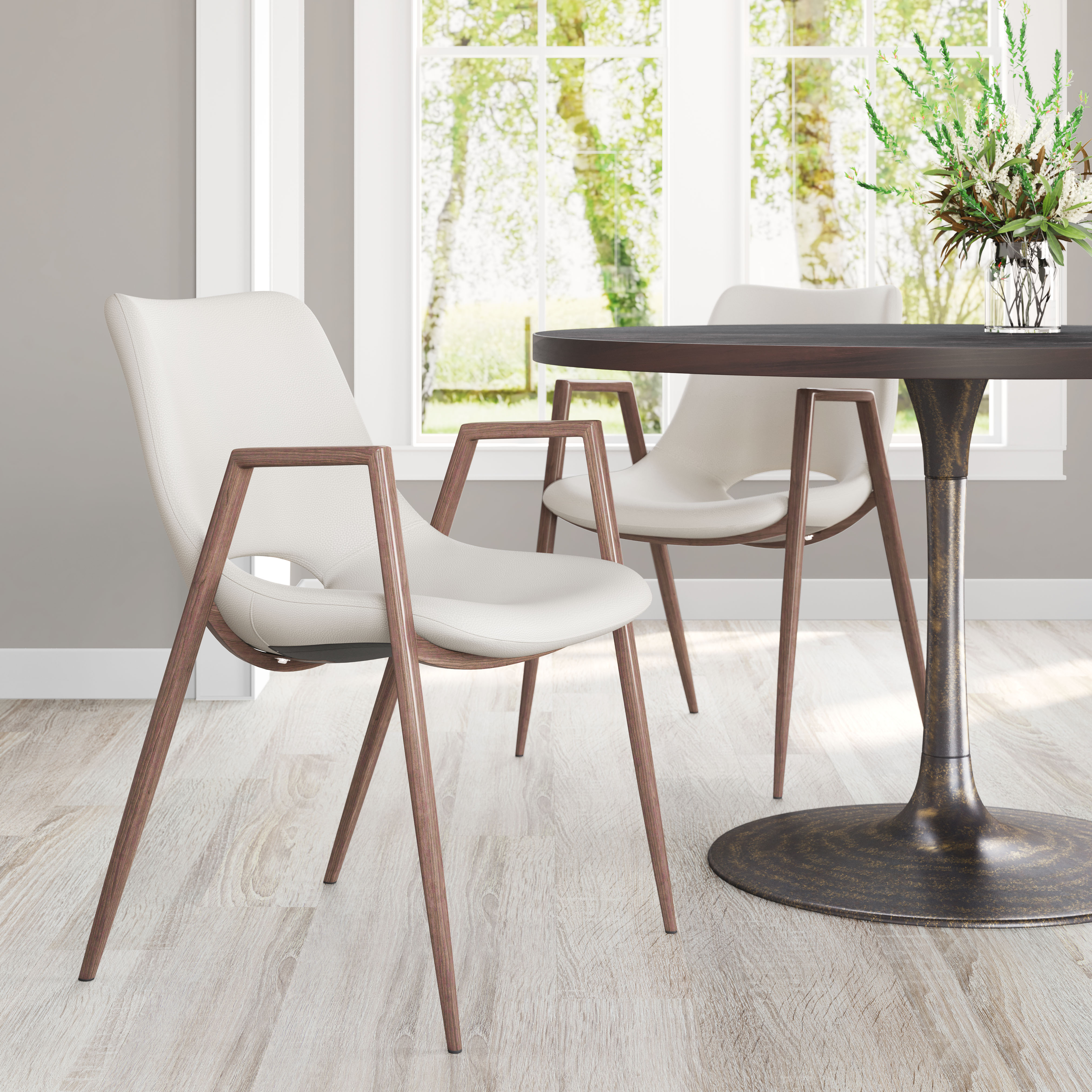 Desi Dining Chair (Set of 2) Beige & Walnut product image