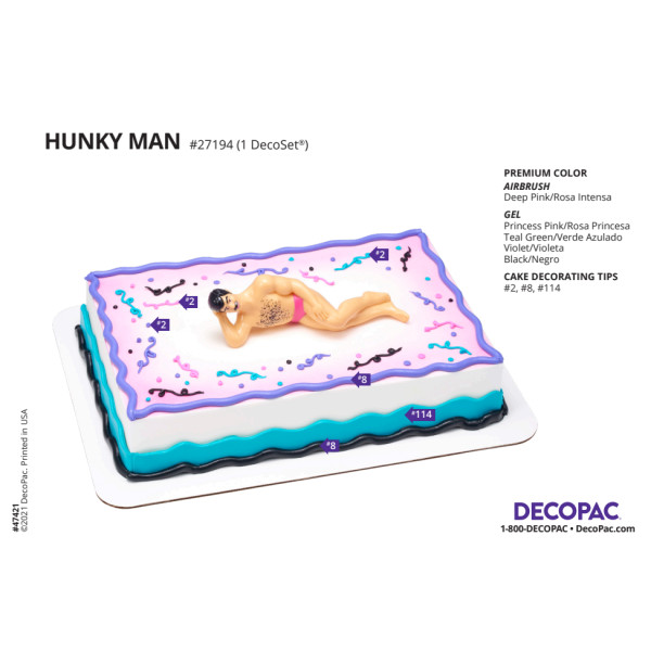 Hunky Man Cake Decorating Instruction Card