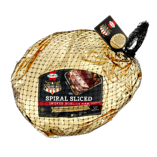 CURE 81(r) Spiral Sliced Bone-In Ham, Natural Juice, Whole, 2 pc . C1CB - Front Center Inner Pack (Hi Res)