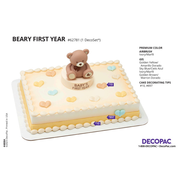 Beary First Year Cake Decorating Instruction Card
