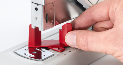 Set the depth guide once and staple in the same place on every stack.