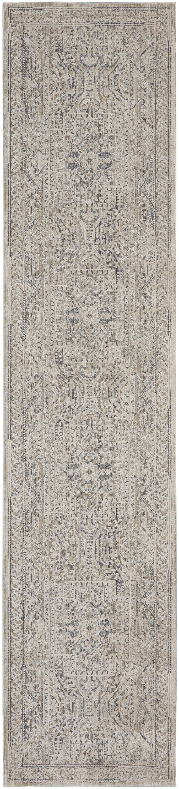 Nourison Lynx 2'3" x 8' Ivory Grey Blue Vintage Indoor Rug