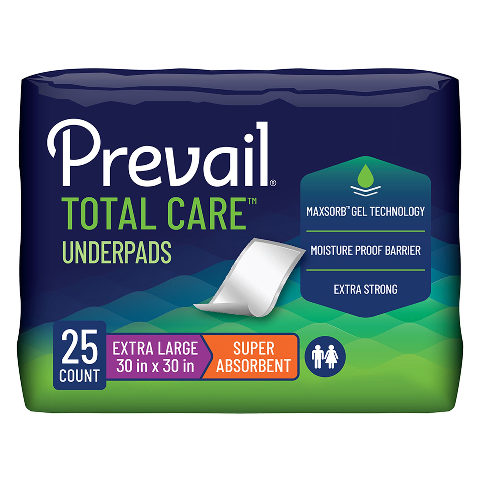 Prevail® Total Care™ Heavy Absorbency Underpad, 30x 36 Inch